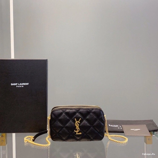 QUILTED DOUBLE-ZIP POUCH BECKY LAMBSKIN IN YSL 0722
